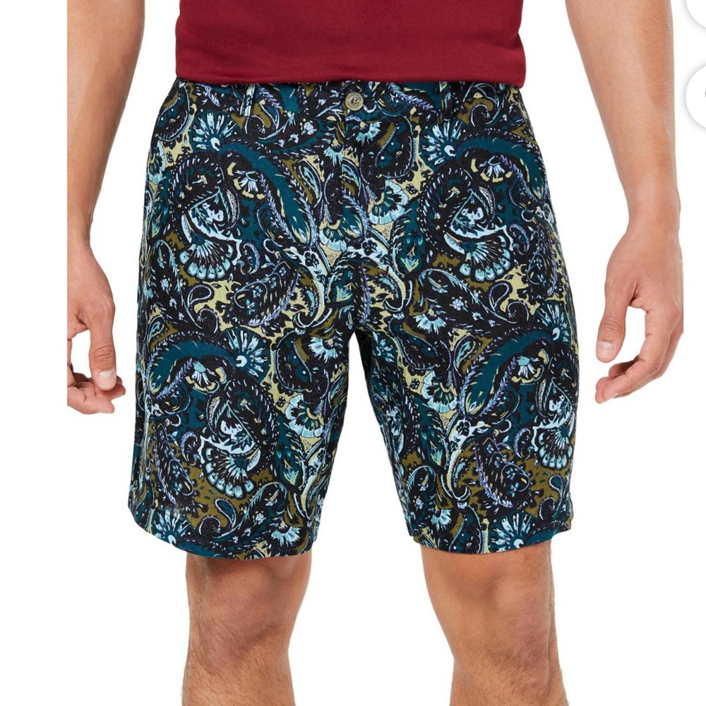 Tasso Elba 100% Linen Shorts Paisley Casual Beach Resort Men’s Size 33 NWT